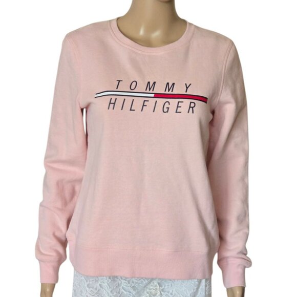 Tommy Hilfiger sports Women's pink Spellout Sweater size S - Picture 2 of 6